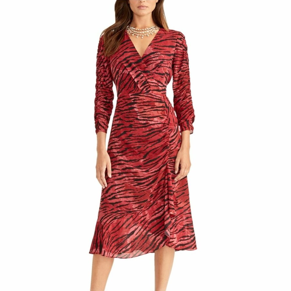 RACHEL ROY Red Animal Print  Party Dress
